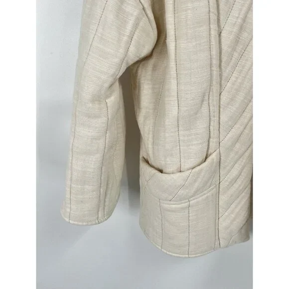 The Handloom Los Angeles Cotton Long Line Open Shacket Quilted Sz S/M - Picture 3 of 5